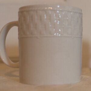 Waverly Basket Weave Coffee Mugs Set of 2 White